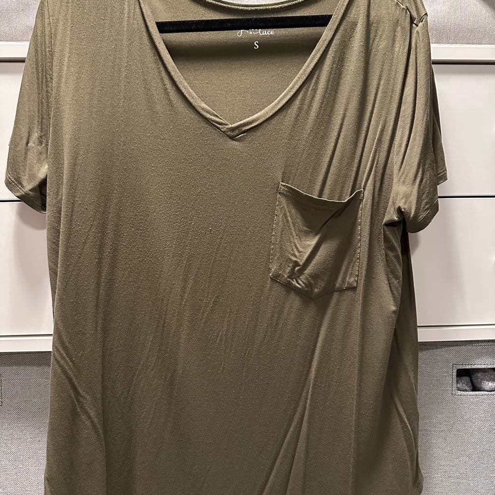 Grace & Lace Olive Short Sleeve V-Neck Tee